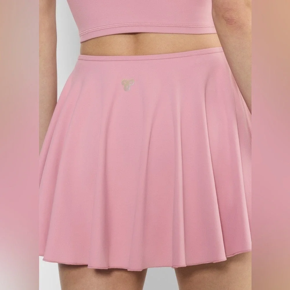 Aritzia Golden Butter‎ Baseline Micro Skirt & Plunge Bra Top Pink Set Size S NWT